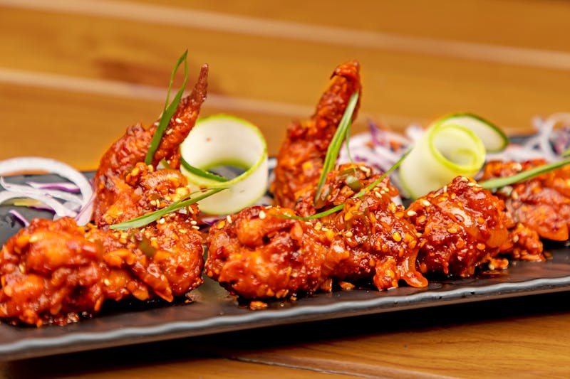 Southern style fried chicken with honey glaze